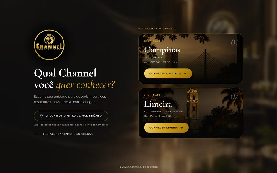 Tela de Channel Studio da Beleza no computador