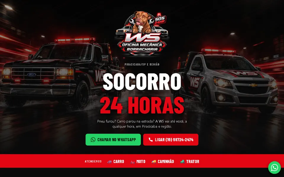 Tela de WS Oficina e Borracharia no computador